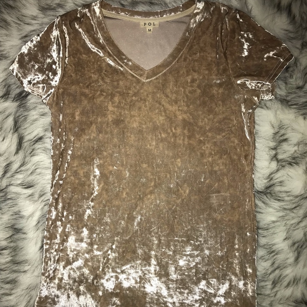 Velvet rose gold v-neck t-shirt